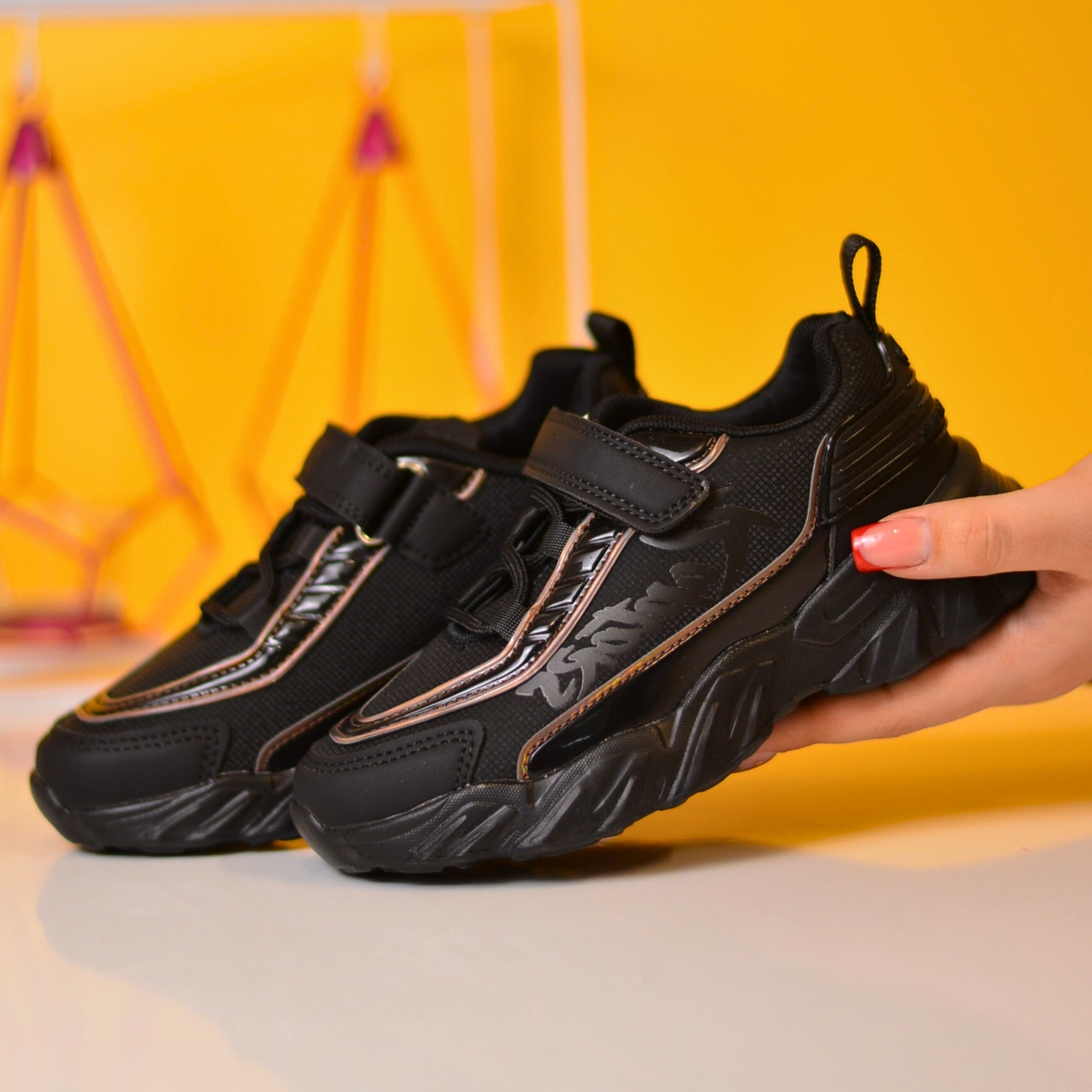 Pantofi Sport Copii Aron Negru Din Piele Ecologică