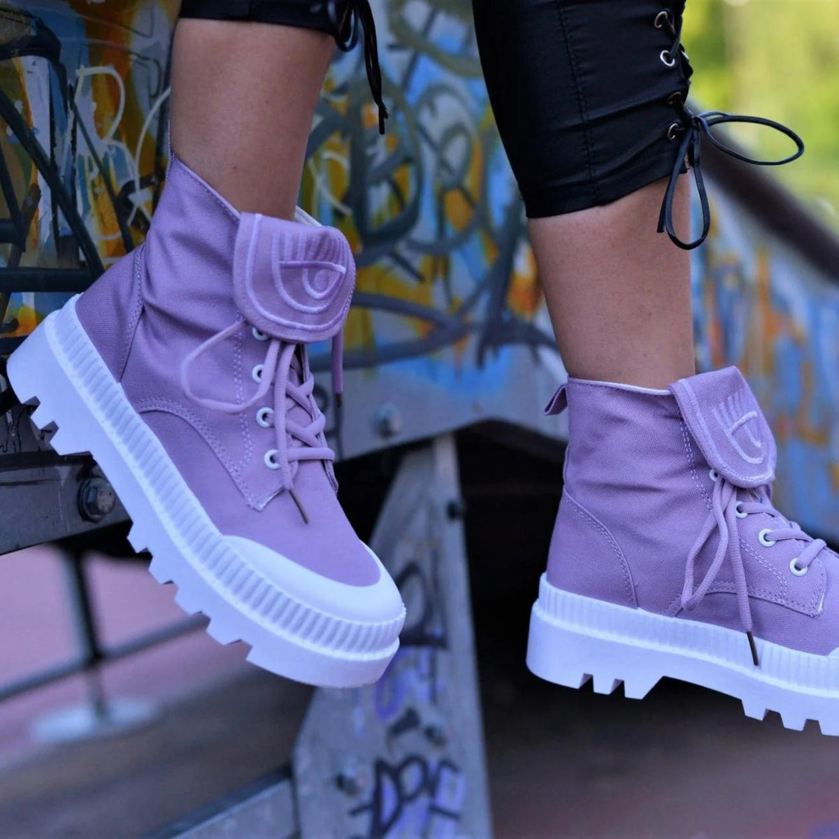 Bascheti High-Top Violet Brenda Din Material Textil SALE