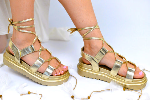 Sandale de Dama , Sandy , Auriu Gladiator SALE
